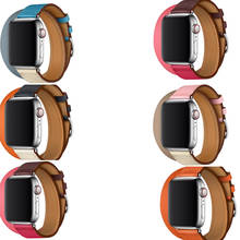 Pulseira para apple watch, mais nova pulseira de couro genuíno em cores misturadas para séries 6 5 4 3 2 1 40mm 44mm 38 42 2024 - compre barato