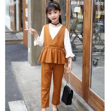 Girls three-piece suit cotton spring and autumn new children's clothing casual vest + T-shirt + pants kids clothes 2024 - buy cheap