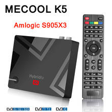 Mecool-conjunto de caixa de tv smart k5, dvb s2, t2, amlogic s905x3, android 9.0, 2.4g, 5g wifi lan, 10/100m, bt4.1, 2gb, 16gb 2024 - compre barato