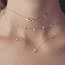 2020 New arrive dainty delicate four star lucky girl chain cz star charm 100% 925 sterling silver choker chain silver necklace 2024 - buy cheap