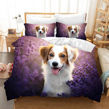 3d conjunto de capa edredão cão em lavanda flor twin tamanho completo impresso conjunto cama consolador colcha crianças decoração casa roupas cama linha 2024 - compre barato