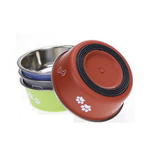 Pet Dog Bowl Stainless Steel Non-Slip Bowl Color Footprint Round Cat Dog Bowl Dog Treats Dog Water Bottle Travel Outdoor Bowl 2024 - buy cheap