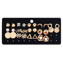 14 pairs of ear studs Rhinestone Zircon Moon flower rhinestone daisy Earings Round Circle Hoop Earrings for Women and Men Gold S 2024 - buy cheap