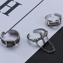 Серебряный Цвет цепью с круглой пряжкой; Дизайн пояса палец кольцо с готическими металлическими элементами в винтажном стиле; Открытые Регулируемые кольца для женщин вечерние, ювелирное изделие, подарок 2024 - купить недорого