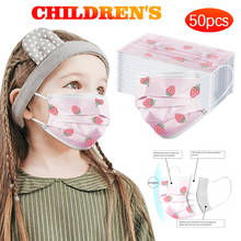 Mascarilla facial desechable con diseño de fresa para niño, máscara Industrial de 3 capas, Mondkapjes máscara protectora, bufanda, 50 Uds. 2024 - compra barato