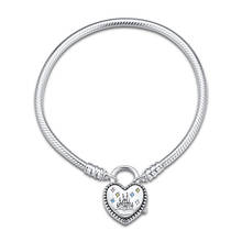 Friends 2020 Fashion 925 Sterling Silver Jewelry Cartoon Castle Heart Lock Clasp Snake Chain Charms Bracelets for Women 2024 - buy cheap