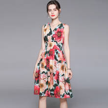 Zuoman vestido feminino elegante de verão, 100% algodão, festa, feminino, floral, de alta qualidade, robe de festa, femme, designer de cintura imperial 2024 - compre barato
