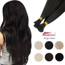 Moresoo Virgin Hair Stick Itip Human Hair Extensions 10A Grade High Quality Brazilian Keratin Fusion Double Drawn I Tip 0.8G/S 2024 - buy cheap