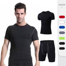 Men Clothing Sportswear Gym Fitness Suits Running Set Sport Outdoor Jogging Quick Dry Short Sleeve+Shorts 2024 - buy cheap