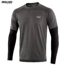 3 Color Men's Sport Quick Dry Fit Running Shirt Long Sleeve T Shirt with Compression Elastic Arm Sleeve Thin Gym Sports Jersey 2024 - buy cheap