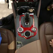 Red Real Carbon Fiber Car Interior Center Console Gear Shift Frame Trim for Alfa Romeo Giulia Stelvio 2017 2018 2019 Accessories 2024 - compre barato
