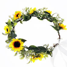 12 pçs sunfloer flores coroas festival headpiece feminino acessórios para o cabelo coroa floral guirlanda casamento floral headwear 2024 - compre barato
