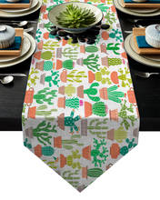 Plant Table Runners Modern Green Cactus Cartoon Flower Plant Cute Table Runner Christmas Decorations for Home Table 2024 - buy cheap