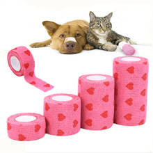 Non-woven Fabric Breathable Tearing Pet Bandage with Pink Heart Decor Pattern Self-adhesive Elastic Bandage Pet Dog Supplies 2024 - buy cheap