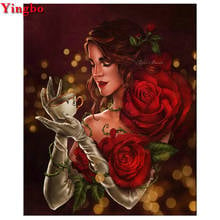 Diy 5d diamond painting rose woman Diamond embroidery cross stitch kits full square round diamond mosaic rhinestone decoration 2024 - buy cheap