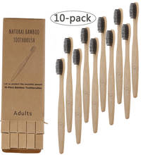 10 pçs/set Ambiental Carvão De Bambu escova de Dentes Para A Saúde Bucal de Baixo Carbono Médio Punho De Madeira da escova de Dentes de Cerdas Macias 2024 - compre barato