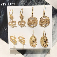 VIVILADY-pendientes colgantes de serpiente para mujer, aretes de aleación de Color dorado, Estilo Vintage, hipérbola, Punk 2024 - compra barato