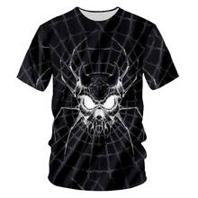 Camisa manga curta unissex com estampa de caveira aranha 3d, camiseta hip hop manic 2024 - compre barato