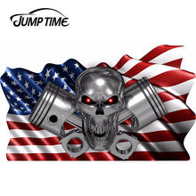 JumpTime 13cm X 7,7 cm EE. UU. Bandera de calavera con pistones barco camión pegatinas de vinilo para coche calcomanías genial gráficos de ventana calcomanía 2024 - compra barato