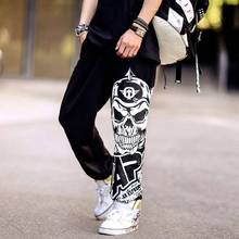 Уличная Хип-хоп брюки для бега мужские свободные брюки с черепом повседневные спортивные штаны 2024 - купить недорого