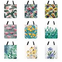 Summer Flower Painting Art Print Tote Bag Women Casual Totes Fashion Shopping Bag Ladies Shoulder Bag Outdoor Beach Bags 2024 - buy cheap