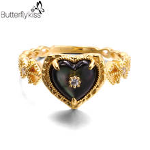 BK Vintage Heart Black Gemstone Women’s Rings 100% 925 Sterling Silver With Zircon 2021 Fine Jewelry For Wedding Engagement 2024 - buy cheap