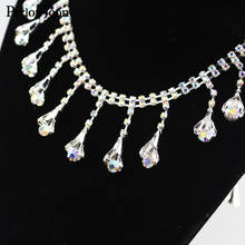 1 yard Pendant metal ab color rhinestone trim flower crystal silver chain for women clothing decoration shoes accessories ML121 2024 - buy cheap