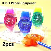 2PCS 3 In 1 Pencil Sharpener Wristwatch Modeling  with Eraser and Brush Lovely Kawaii School Stationery Supplies Random Color 2024 - buy cheap