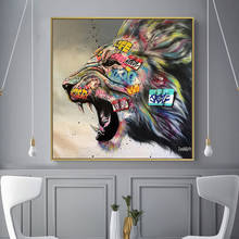 Abstract Lion Graffiti Art Posters and Prints on Canvas Painting Wall Art Picture for Living Room Nordic Cuadros Decor 2024 - buy cheap