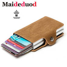 Maideduod 2020 New Anti-theft Double Boxes High Quality Wallet  RFID Blocking Card Holder Denim Business Pop-up Metal ID Case 2024 - buy cheap