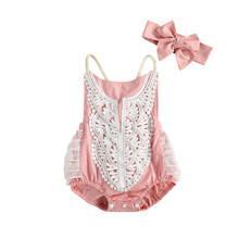 Summer Infant Baby Girls One Piece Lace Rompers Floral Printed Sleeveless Backless Ruffles Jumpsuits 2024 - buy cheap