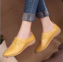 Women Lace-up Flats Leather Sneakers Women Casual Pointed Toe Shoes Solid Color Casual Loafers Ladies Flat Tenis Feminino 2024 - buy cheap