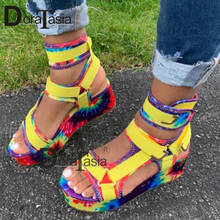 DORATASIA-Sandalias de gladiador con plataforma para mujer, zapatos coloridos con cuñas, de fiesta, 2020 2024 - compra barato