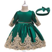 Natal vestido da menina do bebê bordado meia manga vestidos de princesa para festa de casamento com bandana roupas de bebê 1-6y d0127 2024 - compre barato