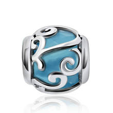 2018 NEW Original Design 100% 925 Sterling Silver Blue Glass Bead Big Sea Charm Bead Fit DIY Bracelet Fashion Women Jewelry Gift 2024 - buy cheap