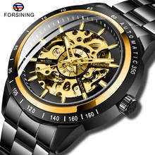 Men's Mechanical Watch Forsining Golden Skeleton Steampunk Automatic Watch Full Steel Band Wristwatch Relogio Masculino 2024 - buy cheap