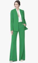 Conjunto de chaqueta y pantalones de manga larga para mujer, traje verde de 2 piezas, chaqueta y pantalones, personalizado 2024 - compra barato