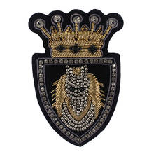 Emblema de coroa de caveira, emblemas artesanais de fio de seda indiana, aplique de tecido de cristal bordado, 1 peça 2024 - compre barato