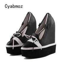 Cyabmoz sapatos femininos de couro legítimo, calçados com aumento de altura em couro legítimo feminino para festa, tênis 2024 - compre barato