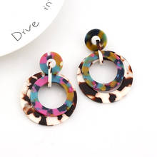 Trendy Geometric Circle Leopard Print Acrylic Dangle Earring Vintage Contrasting colors Drop Earrings for Women Jewelry Gift 2024 - buy cheap