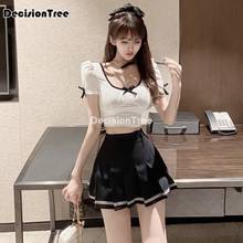 2022 japanese student o neck sext short sleeved shirt jk uniforms sailor pleated skirt set school girl uniform college wind suit 2024 - buy cheap