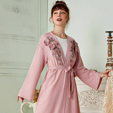 Дубай открытые абаи кимоно мусульманский хиджаб платье кафтан мусульманская одежда для женщин Кафтан Marocain Катар платье Kleding Musulman 2024 - купить недорого