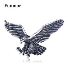 Funmor Vivid Vintage Eagle Birds Brooches Crystal Antique Silver Color Animal Corsage Women Men Clothes Hat Accessories Badge 2024 - buy cheap