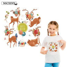 Nicediy DIY Cute Animal Patches Heat Transfer Vinyl Sticker Thermal Transfers Deer Iron On Transfers For Clothes Applique Badge 2024 - buy cheap