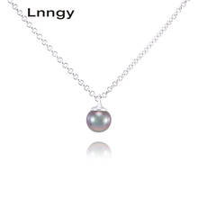 Lnngy ожерелье из стерлингового серебра 925 пробы, подвески из южного моря Nautral Tahiti, черный жемчуг, 8-9 мм, круглые жемчужные подвески для помолвки, ювелирные изделия 2024 - купить недорого
