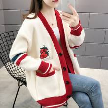 Strawberry Cardigan Women Sweater Loose Oversize Women Long Sleeve Elegant Cardigan Top Knitted Coat Jacket Women Sweater AA5526 2024 - buy cheap