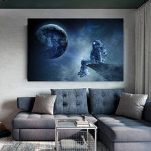 Astronauta solitária sentada no espaço, pintura de tela, arte moderna, posteres e impressões, imagens de arte de parede para sala de estar, quarto, decoração 2024 - compre barato