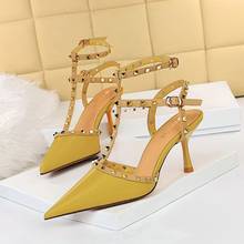 2021 Summer Women Fetish High Heels Rivets Studded Sandals Lady Sandles Stiletto Green Heels Gladiator Pumps Stripper Shoes 2024 - buy cheap