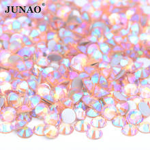 JUNAO-diamantes de imitación para decoración de uñas, diamantes de imitación de Cristal AB, color melocotón claro, para decoración de uñas artísticas, SS6, 8, 10, 12, 16, 20, 30 2024 - compra barato