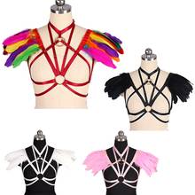 Punk Women Bdam Suspender Belts Stockings Body Bondage Sexy Lingerie Feather Rave Festival Wear Harness Fashion Sword Belt 2024 - buy cheap